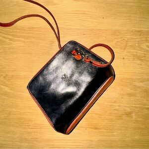 Vera Pelle Black and Brown Dual Zip Bag